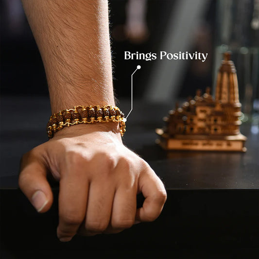 Powerful Gold Plated  Rudraksh  Bracelet for Men -  Spiritual Mahakal Bracelet