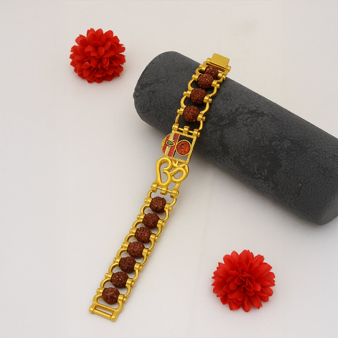 Om Trishul  Tripund Tilak Rudraksha Bracelet