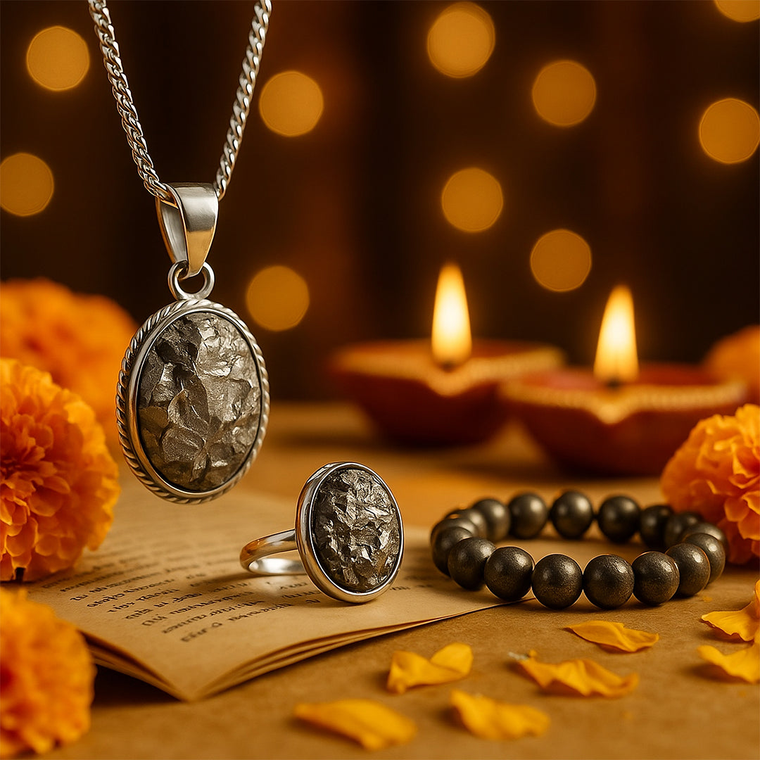 Pyrite Combo Bracelet with Ring & Pendant : Triple Power Gemstone Collection