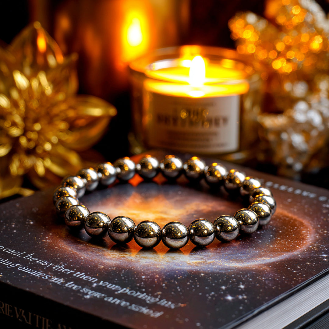 Pyrite Combo Bracelet with Ring & Pendant : Triple Power Gemstone Collection